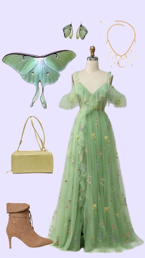 Luna Moth #lunamoth #moth #outfitinspo #fashion Wise Man's Grandchild, Duct Tape Dress, Cute Moth, Lunar Moth, Luna Moth, Fairytale Dress, Fantasy Clothing, Fantasy Fashion, Inspired Dress