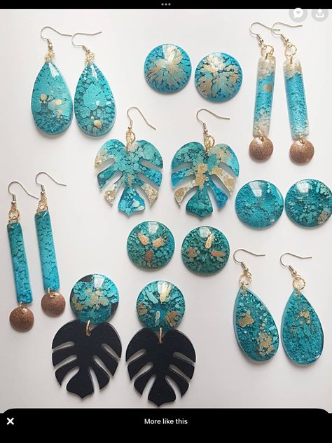 Elegant Resin Jewelry, Diy Resin Earrings Tutorials, Resin Earrings Ideas, Diy Resin Earrings, Resin Jewlery, Epoxy Resin Diy, Resin Crafts Tutorial, Polymer Clay Flower Jewelry, Diy Earrings Polymer Clay