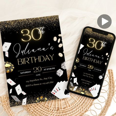 For all the casino lovers out there ♣️♦️♠️♥️ Do you have a casino themed party, poker night or casino night planned for your birthday? If yes, then this is the perfect invite set for you, to save you time and $$ 🙌 Print at home or professionally, or simply send the animated digital invitation version to your guests. #casinoparty #casinoroyale #casinonight #pokernight #pokerparty #casinotheme #casinothemeparty #007party #casinoroyale #partyideas Poker Birthday Party, Casino Birthday, Poker Party, Animated Invitations, Poker Night, Casino Night, Party Printable, Casino Party, Digital Invitation