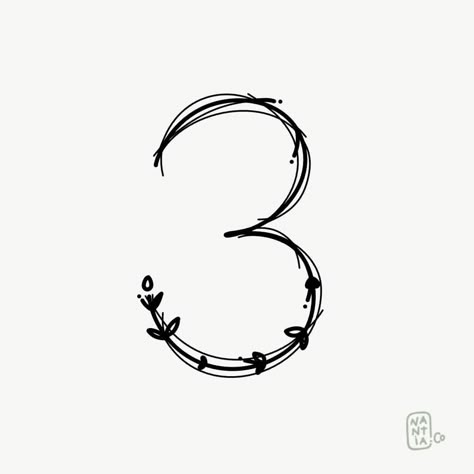 3 Tattoos Number, The Number 3 Tattoo, 3 Number Design, Number 3 Tattoo Ideas, Number 3 Aesthetic, Number 2 Tattoo, 3 Number, 3 Tattoo Number, Number 3 Tattoo