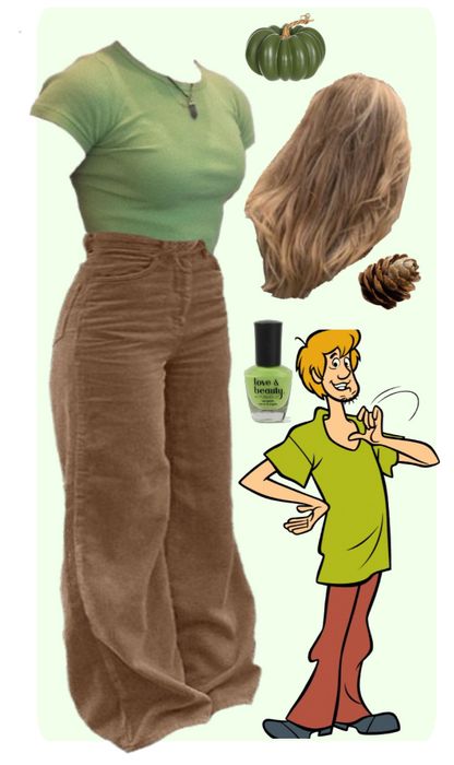 Shaggy Scooby Doo Outfit Ideas, Scooby Shaggy Costume, Shaggy Scooby Doo Outfits, Shaggy From Scooby Doo Costumes, Disney Diy Outfits Ideas, Shaggy Rogers Costume, Shaggy Womens Costume, Shaggy Inspired Outfits Scooby Doo, Cute Shaggy Costume