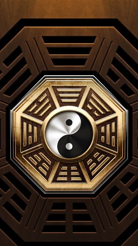 The symbol of nature elements. Yin Yang Iphone Wallpaper, Yin Yang Art Wallpaper, Yin Yang Phone Wallpaper, Yin Yang Wallpaper Hd, Yin Yang Background, Yin Wood Element, Eight Trigrams, Ying Yang Art, Steampunk Wallpaper