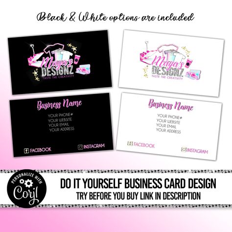 Crafters Business Cards Ideas, Party Planner Business Cards, Party Planner Business, Event Planner Business Card, Diy Candle Labels, Craft Business Cards, Candle Label Template, Pink Business Card, Beauty Business Cards