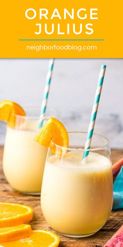 Easy Orange Julius Recipe, Orange Julius Copycat Recipe, Orange Julius Smoothie, Summer Drinks Nonalcoholic, Orange Julius Recipe, Mall Food Court, How To Make Orange, Orange Julius, Orange Juice Concentrate