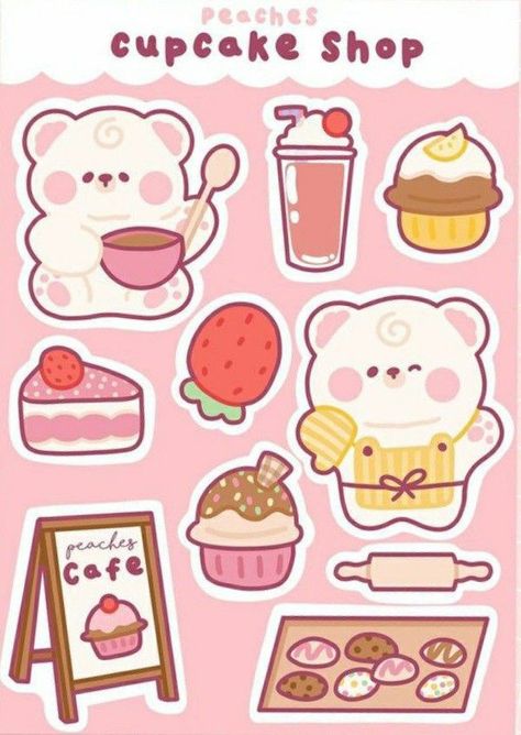 Planner Stickers Aesthetic, Bakery Stickers, Stickers Soft, Kawaii Cake, Cake Sticker, Journal And Planner, Sticker Design Inspiration, 귀여운 음식 그림, Desain Quilling