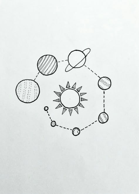 Astronomy Drawing Ideas, Easy Solar System Drawing, Simple Space Drawings, Space Doodles Aesthetic, Planet Drawing Simple, Space Drawings Easy, Universe Drawing Ideas, Drawing Ideas Easy Simple, Space Drawing Ideas