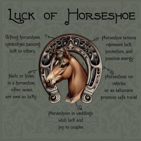 • Horseshoes symbolize good luck, protection from evil, and spiritual well-being across many cultures. • Traditionally placed above doorways, horseshoes are believed to ward off evil spirits. • The open-end-up positioning of horseshoes acts to hold and accumulate good luck. • In some cultures, finding a horseshoe is considered a sign of upcoming good fortune. • Iron, the material most horseshoes are made from, is thought to deter evil spirits in folklore. • Horseshoes are often associated wit... Animal Omens, Good Luck Charms Symbols, Animals Symbolism, Ward Off Evil Spirits, Horseshoe Crafts Projects, Good Luck Horseshoe, Animal Meanings, Protection From Evil, Spiritual Psychology