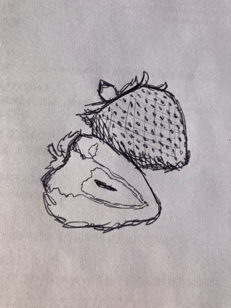 sketch|aesthetic|strawberry|spring Strawberry Sketch Pencil, Strawberry Drawing Aesthetic, Strawberry Sketch, Food Sketches, Queer Platonic, School Doodles, Strawberry Drawing, Aesthetic Strawberry, Sketch Aesthetic