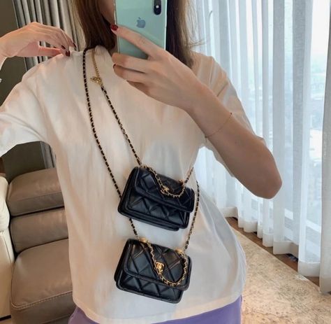 Mini chain bag🆚mini small waist bag The body of the bag is the same as size, except that it is distinguished from the chain structure‼ ️#chanel Chanel Sling Bag, Mini Chanel Bag, Chanel Waist Bag, Micro Mini Bag, Chanel Mini Bag, Chain Outfit, Mini Sling Bag, Mini Chain Bag, Micro Bag