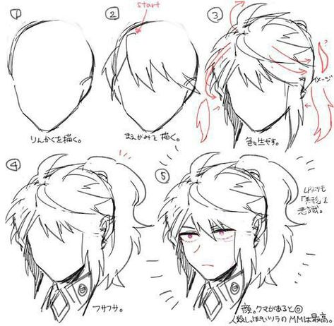 Hair References Drawing, Boy Hair Drawing, Long Hair Drawing, Drawing Male Hair, Anime Long Hair, How To Draw Anime, Pelo Anime, Drawing Hair Tutorial, Manga Hair