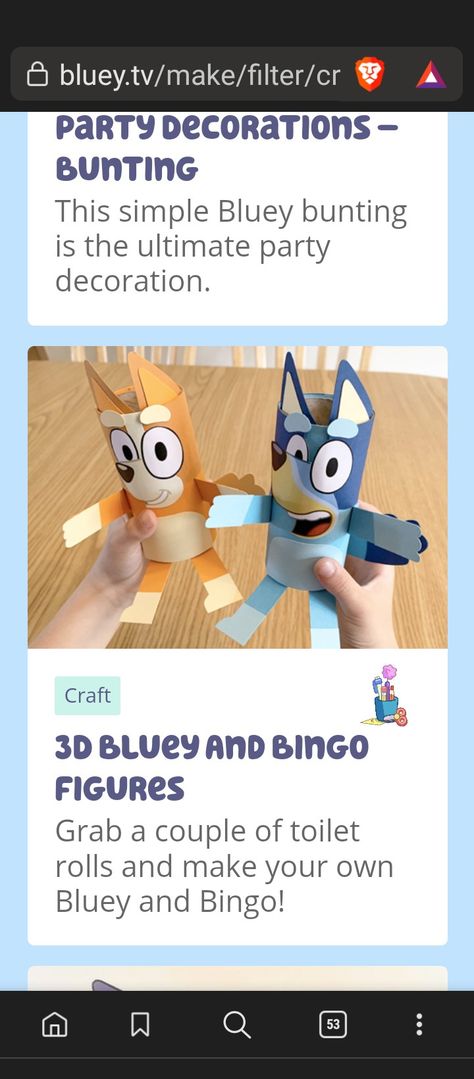 Bluey Crafts For Kids, Bluey Craft Ideas, Bluey Crafts, Bluey Craft, Fire Crafts, Jenga Blocks, Bluey And Bingo, Toilet Paper Roll Crafts, Paper Roll Crafts