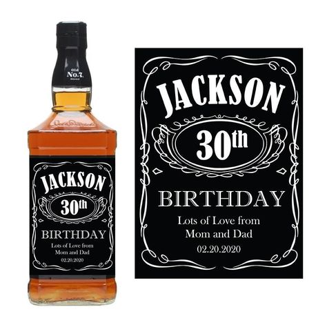 Happy Birthday Jack Daniels, Jack Daniels Label, Whiskey Bottle Labels, Jack Daniels Birthday, Jack Daniels Honey, Mountain Cake, Brownie Packaging, Black Whiskey, Jack Daniels Bottle