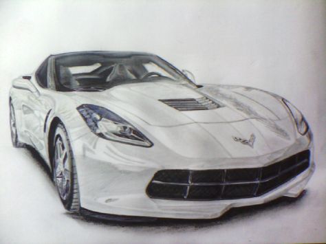 Stingray Sketch, Stingray Drawing, Corvette 2020, 1975 Corvette, Corvette Stingray, Stingray, Ink Drawing, Sports Car, Sketch