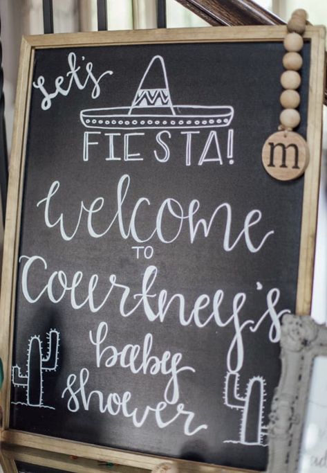 Fiesta Signs Diy, Fiesta Chalkboard Sign, Fiesta Sign, Three Esta, Baby Shower Chalkboard, Fiesta Bridal Shower, Boys 1st Birthday Party Ideas, Chalk Sign, Mexican Theme