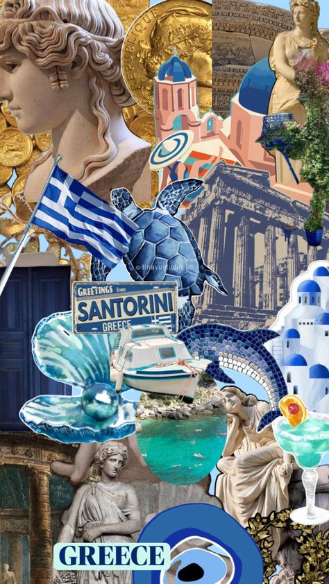 #Greece#blue#antique#Mykonos#Santorini#aesthetic#core#🇬🇷#🏛️ Santorini Aesthetic, Greek Party Theme, Greece Blue, Greece Pictures, Aesthetic Core, Antique Aesthetic, Blue Antique, Santorini Greece, Travel Goals