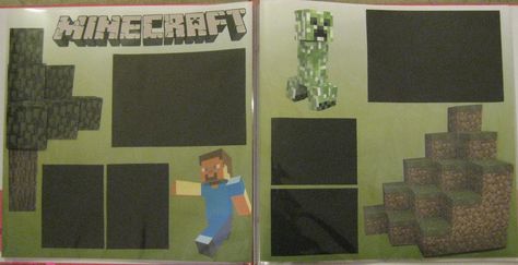 Minecraft Scrapbook Pages by Anthro7 Minecraft Scrapbook, Minecraft Wall, Scrapbook Boys, Page Layouts, Room Planning, Scrapbook Page Layouts, I Did It, Creepers, Page Layout