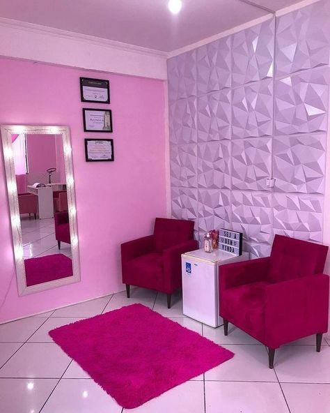 Wax Station Ideas At Home, Apartment Salon Ideas, Lash Studio Decor Interior Design, Pink Lash Room, Beauty Shop Decor, Ruangan Studio, Massage Room Decor, Nail Room Ideas, Beauty Room Salon