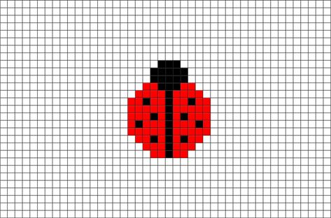 Coccinellidae, also known as ladybugs or ladybirds, is a widespread family of small beetles ranging from 0.8 to 18 mm. Ladybird Cross Stitch, Very Small Pixel Art, Ladybug Cross Stitch, Pixel Art Small Cute, Red Pixel Art, Small Pixel Art Ideas, Small Pixel Art, Grille Pixel Art, Pixel Art Animals