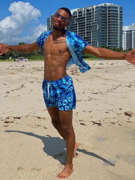 Pool Outfit Ideas Men, Miami Beach Outfits Men, Men’s Vacation Fits, Black Man Beach Outfit, Male Cruise Outfits, Pool Fits Men, Black Guy Vacation Outfits, Mens Vacation Outfits Black Men, Men Vacation Outfits Beach Black Men