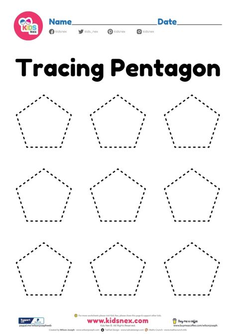 Pentagon Tracing Worksheet, Pentagon Art Preschool, Pentagon Shape Preschool, Pentagon Worksheet Preschool, Pentagon Shape Activities For Preschool, Pentagon Activities Preschool, Pentagon Crafts Preschool, Tracing For Preschool, Shape Worksheet