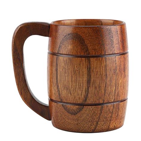 Natural Wooden Beer Cup Retro Big Capacity Tea Water Classic Wood Drinking Mug with Handle Personalized Beer Mugs, Wooden Beer Mug, Wood Mug, Beer Glassware, Beer Wood, Wooden Cup, Camping Cups, Beer Cup, Natural Coffee