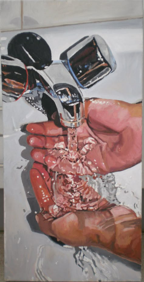 Hands under running water | Another one with reflections and… | Flickr Things To Paint, Reflection Painting, Reflection Art, My Favourite Things, Water Art, Gcse Art, Big Art, A Level Art, Ap Art