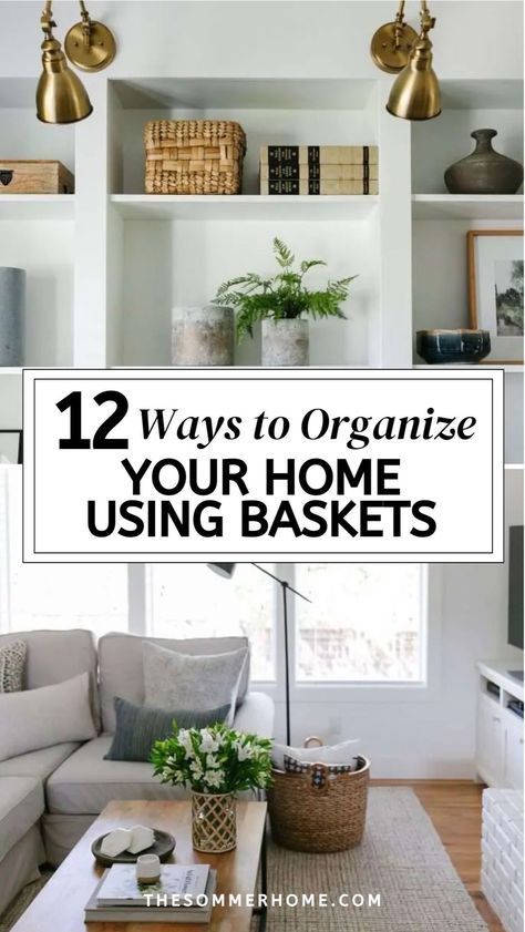 Looking for effective organization solutions? Our guide on Storage Ideas With Baskets provides inspiration on What To Use Baskets For, making the most of every inch of your home. Explore Basket Uses Organizing Ideas that will help you achieve a beautifully organized and functional space with the versatility of baskets. Basket Decorating Ideas, Wicker Basket Decor Ideas, Ways To Organize Your Home, Basket Decor Ideas, Laundry Room Baskets, Bathroom Basket Storage, Basket Decor, Basket And Crate, Organize Your Home