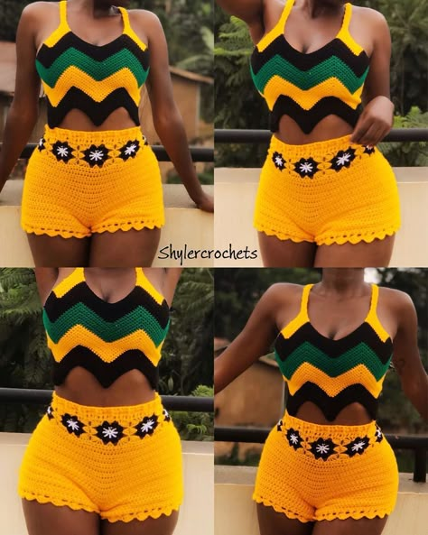 SHYLERCROCHETS on Instagram: “New top design giving me chills #jamaica #jamaica🇯🇲 #festival #coachella #beach #fun #crochet #chevron” Crochet Swimwear Pattern, New Top Design, Crochet Shorts Pattern, Vetements Shoes, Looks Adidas, Crochet Two Piece, Crochet Chevron, Crochet Beach Wear, Crochet Lingerie