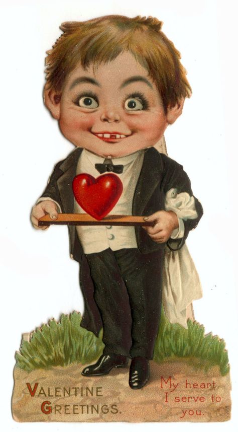 These bizarre valentines are pure WTF Valentine Inspiration, Weird Valentines, Halloween Valentines, Weird Vintage, Creepy Vintage, Christmas Postcards, Vintage Xmas, Romantic Cards, Vintage Valentine Cards