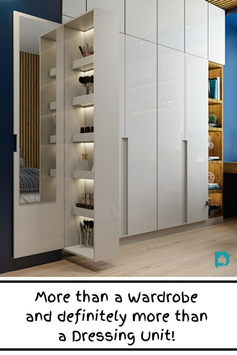 Wardrobe Designs With A Dressing Table and Mirror Wardrobe Design With Dressing Table, Latest Dressing Table Designs, Wardrobe Internal Design, Wardrobe Dressing, Sliding Door Wardrobe Designs, Dressing Unit, Bedroom Wardrobe Design, Almirah Designs, Bedroom Cupboard