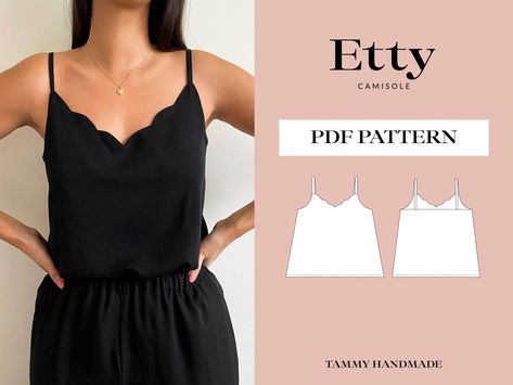 Etty Camisole, Camisole Sewing Pattern, Linen Shirt Pattern, Luxe Outfit, Camisole Pattern, Sewing Blouses, Sewing Tops, Sewing Shirts, Sewing Projects Clothes