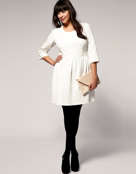 NYC possibility White Dress With Black Tights, Tights Winter Outfit, White Dress Black Tights, White Winter Dress, Winter Dress Black, Dress With Black Tights, Dresses With Black Tights, White Dress With Black, White Dress Winter