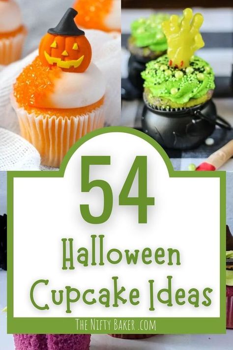 Halloween Cupcake Ice Cream Cones, Halloween Icing Ideas, Fall And Halloween Cupcakes, Halloween Cupcakes Adult Party, Halloween Scary Cupcakes, Cupcakes That Look Like Pumpkins, Scary Cupcakes Ideas, Frankinstine Cupcakes, Halloween Treats Cupcakes