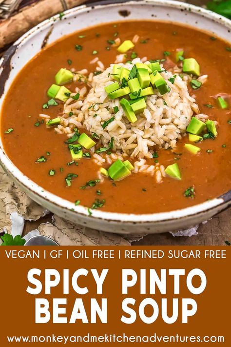 Spicy Pinto Bean Soup, Pinto Bean Soup Instant Pot, Vegan Pinto Bean Soup, Wfpb Soup, Veg Soups, Pinto Bean Soup, Beans Soup, Monkey And Me Kitchen Adventures, Monkey And Me