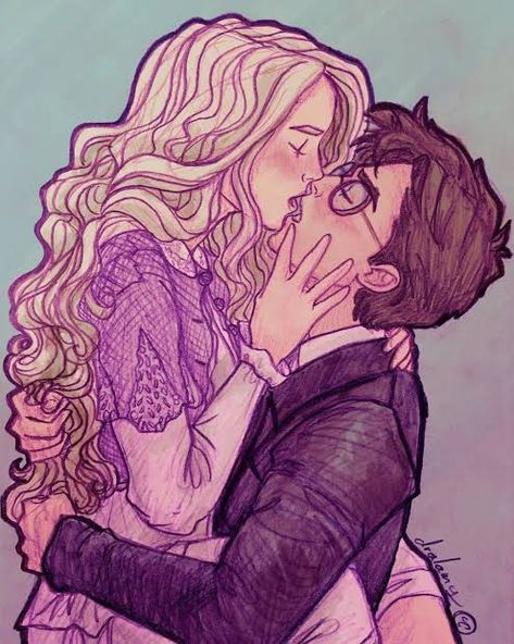 Luna And Harry Fan Art, Luna X Harry, Harry X Luna, Luna Lovegood Art, Luna Lovegood Harry Potter, Draco Malfoy Fanart, Harry Potter Luna Lovegood, Harry Potter Stories, Drawing Procreate