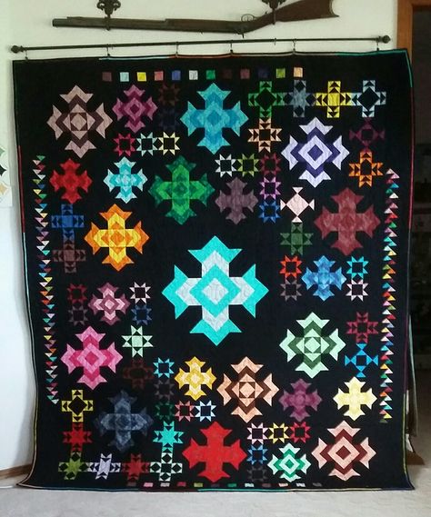 God's Eye Quilt Done! Cross Quilts, God's Eye, Plus Quilt, Cross Quilt, Flying Geese Quilt, Gods Eye, Religious Freedom, Flying Geese, Quilt Blocks