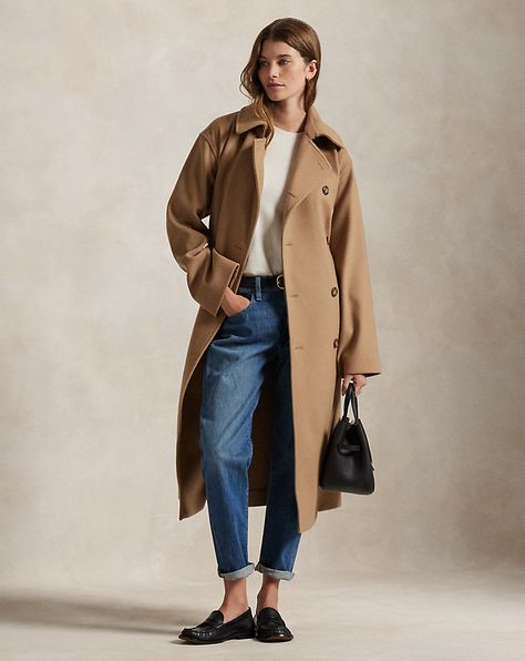 Double-Breasted Wool Melton Trench Coat Double Breasted Trench Coat, Heavy Weight, Double Breasted, Trench Coat, Ralph Lauren, Bring It On, Wool, Wardrobe, Clothes For Women