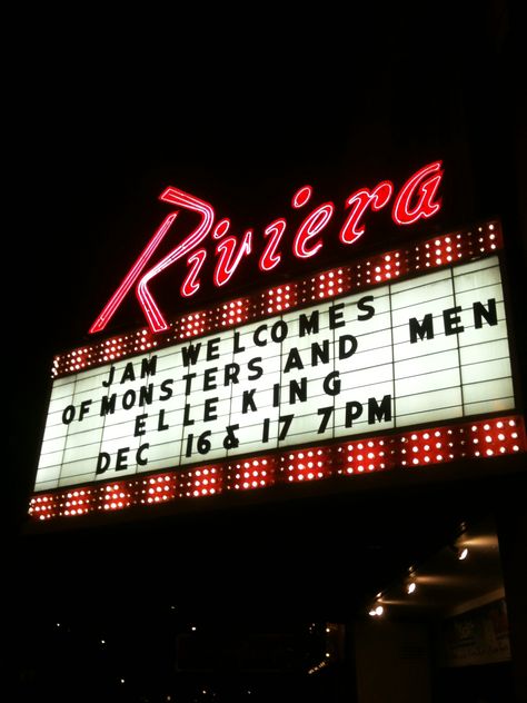 Riviera Theater Chicago.  Old school, magnificent art deco architecture inside though a bit dated. Old Movie Theater Signs, Old Cinema Theater, Theater Entrance, Old Movie Theater, Old Theater, Lightbox Signage, Retro Cinema, Cinema Sign, Ibiza Party