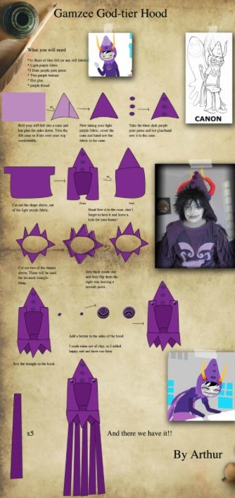 Gamzee god tier hood - bard Homestuck Template, How To Make Homestuck Horns, Gamzee Cosplay, Gamzee God Tier, Homestuck Cosplay Tutorial, Homestuck God Tier Outfits, Homestuck Cosplay, Home Stuck, Cosplay Tips