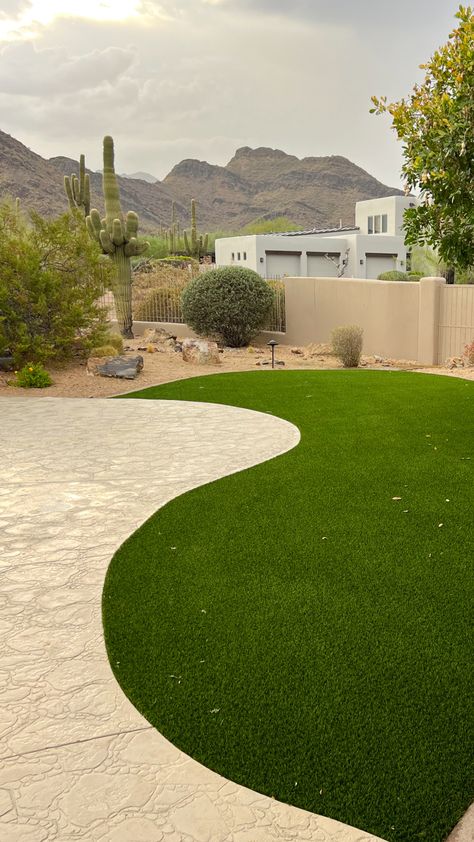 Go waterless — learn more about our plant-based artificial grass. 🌱 Arizona Backyard Landscaping, Arizona Backyard, Destin Resorts, Artificial Grass Installation, Healthy Lawn, Arizona Landscape, Astro Turf, Lawn And Landscape, Desert Garden