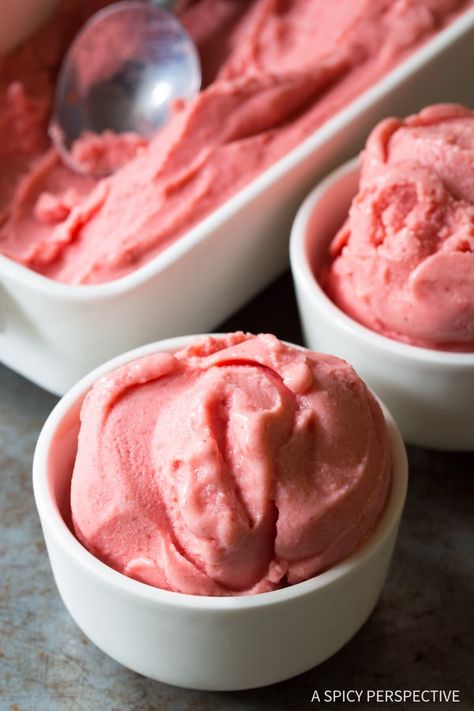 Love this! Healthy 5-Minute Strawberry Pineapple Sherbet Recipe Pineapple Sherbet Recipe, Pineapple Sherbert, Pineapple Sherbet, Strawberry Sorbet Recipe, Best Ice Cream Maker, Sherbet Recipes, Pineapple Sorbet, Sorbet Recipes, Guilt Free Dessert