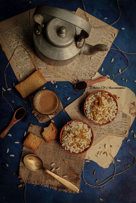 Chaat Photography, Cottage Core Food, Tea Vibes, Vintage Flatlay, Photography Tea, Rustic Food Photography, Indian Food Photography, Food Photography Composition, Tea Wallpaper