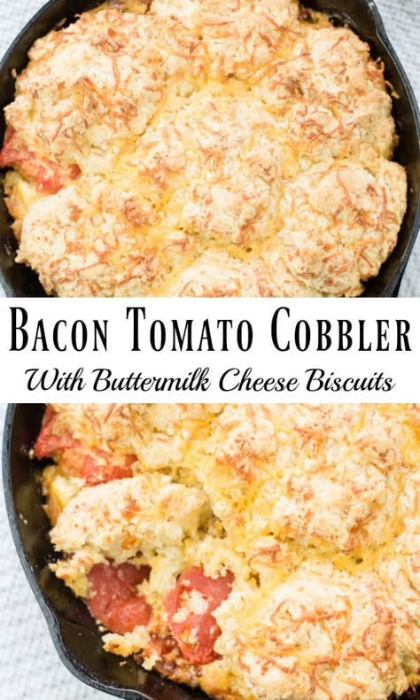 Tomato Cobbler, Savory Bacon, Tomato Pie Recipe, Tomato Dishes, Boxer Braids, Savory Pies, Tomato Pie, Bacon Tomato, Cheese Biscuits