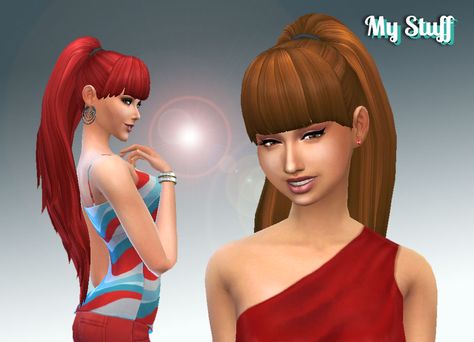 Mystufforigin: Ariana ponytail hair  - Sims 4 Hairs - http://sims4hairs.com/mystufforigin-ariana-ponytail-hair/ Sims 4 High Ponytail, High Ponytail Bangs, Ariana Ponytail, Sims 4 Long Hair, Ariana Grande Ponytail, Long Pony, Bangs Ponytail, Sims 4 Studio, Tumblr Sims 4