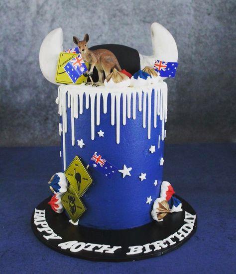 Australian Themed Cake, Australiana Cake, Australia Cake, Australia Party, Small Birthday Cakes, Decorating Frosting, Travel Cake, Flag Cake, Australia Flag