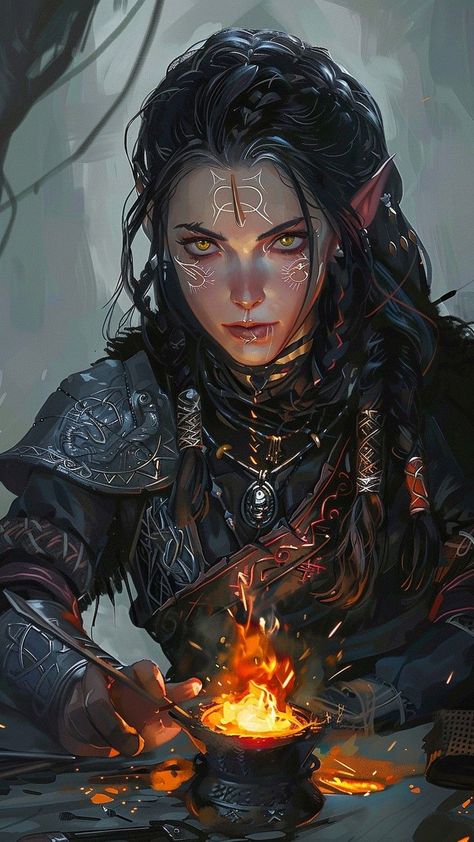 Cyberpunk Afterlife, High Elf Art, Raven Queen Aesthetic, Fae Warrior, Types Of Fae, Dnd Portraits, Elf Ranger, Female Elf, Forest Elf