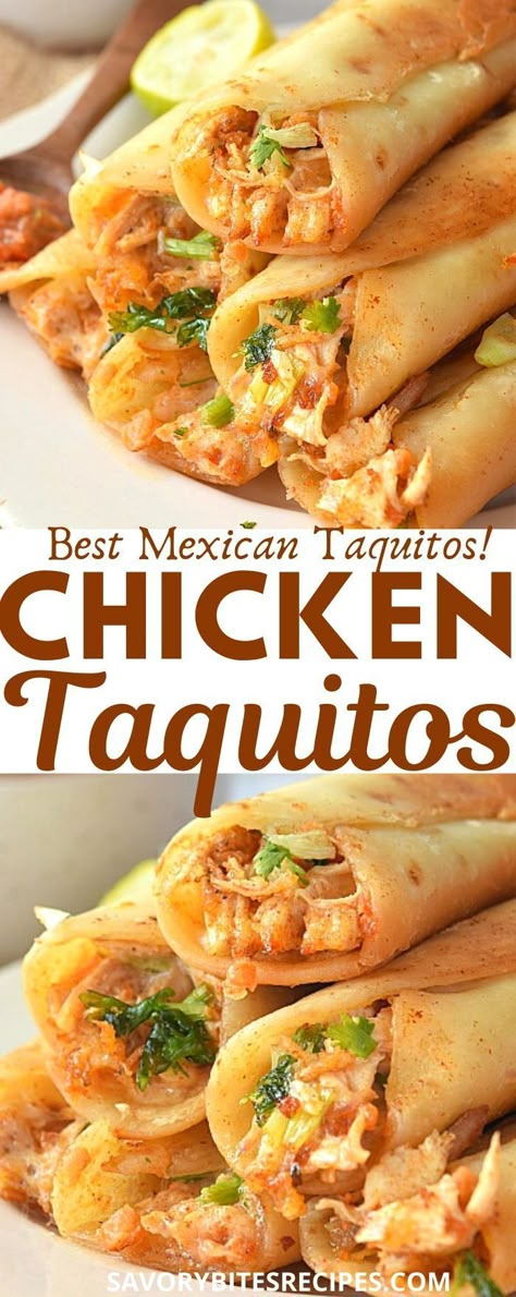 Authentic Chicken Taquitos Recipe, Shredded Chicken And Cream Cheese, Fried Chicken Taquitos, Mexican Taquitos, Chicken And Cream Cheese, Chicken Taquitos Recipe, Taquitos Recipe, Authentic Mexican Recipes, Mexican Chicken Recipes