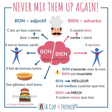 Infographics | A Cup of French Gcse French, French Adjectives, French Language Basics, French Basics, French Conversation, French Flashcards, Basic French Words, Study French, French Teaching Resources