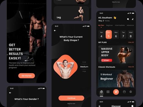 fitness Workout Mobile App Gym App Design, Fitness App Ui Design, Fitness Apps Design, Gym App, Login Design, Work Out Gym, App Login, App Ui Ux Design, Network Design