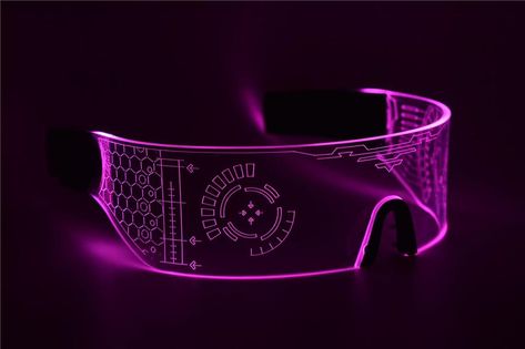 Future Technology Aesthetic, Cyberpunk Led Glasses, Futuristic Product Design, Cyberpunk Glasses, Futuristic Glasses, Sci Fi Outfit, Technology Design Graphic, Visor Glasses, Led Glasses